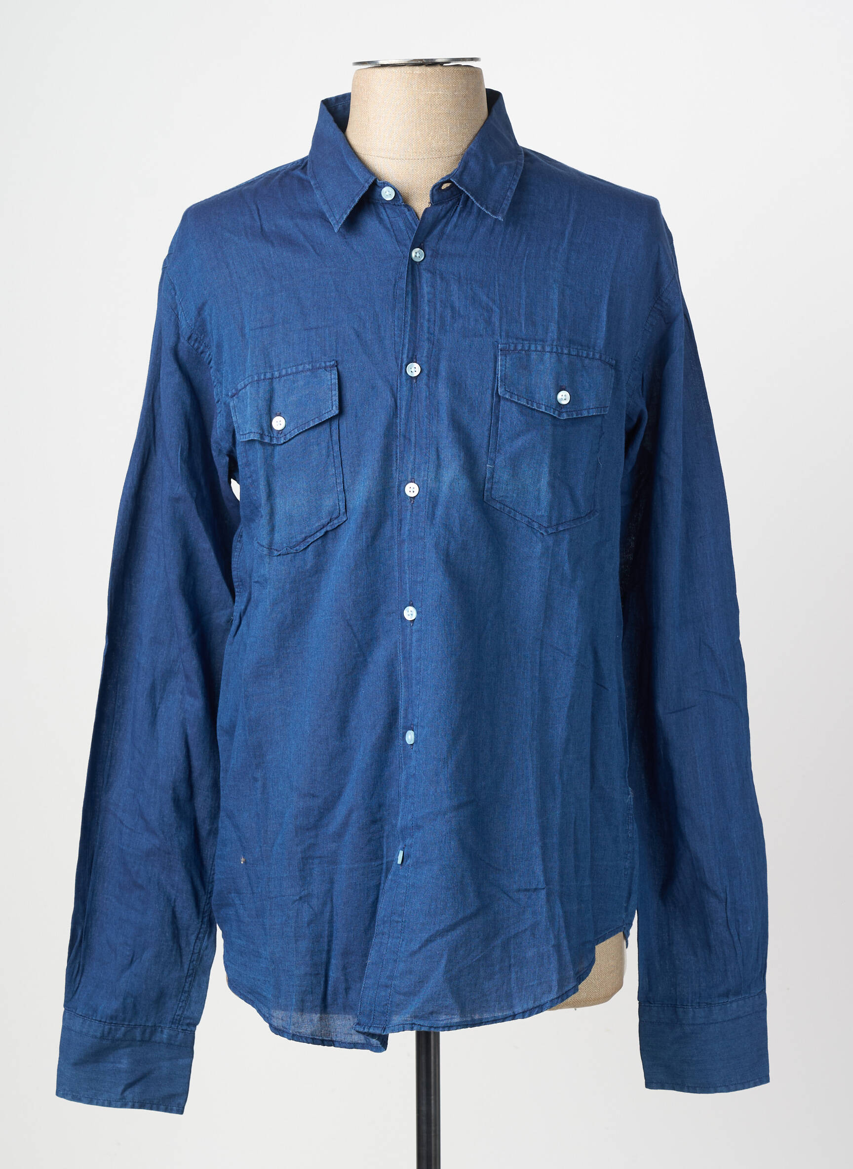Chemise manches longues coupe droite bleu EUROPANN homme