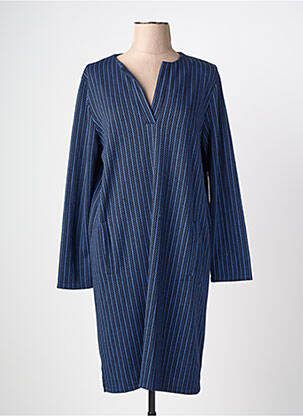Robe mi-longue imprimé fantaisie manches longues bleu LA FEE MARABOUTEE femme