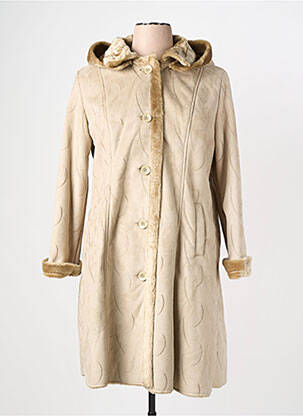 Manteau long finition intérieure fourrure synthétique a capuche beige DAMART femme
