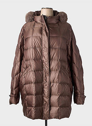 Doudoune manches longues a capuche marron PREGIO COUTURE femme