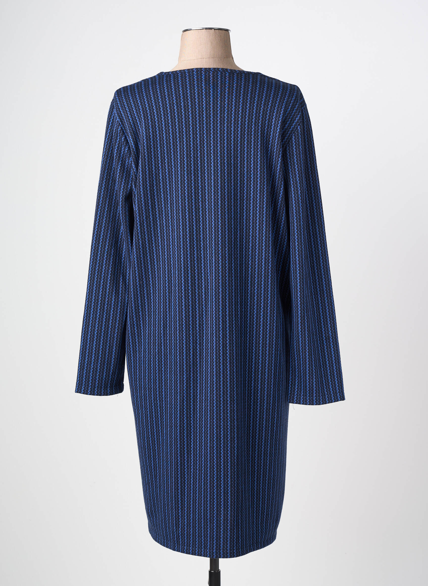 Robe mi-longue imprimé fantaisie manches longues bleu LA FEE MARABOUTEE femme