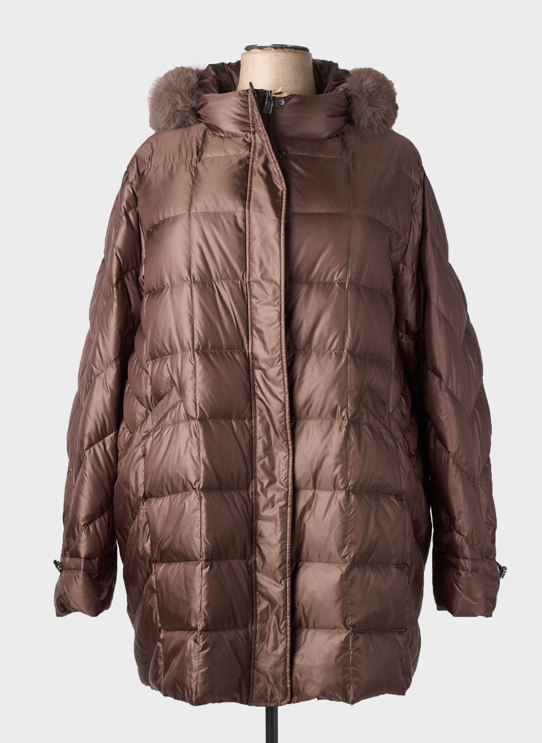 Doudoune manches longues a capuche marron PREGIO COUTURE femme