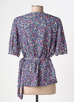 Chemisier coupe cintrée manches courtes bleu LA FEE MARABOUTEE femme