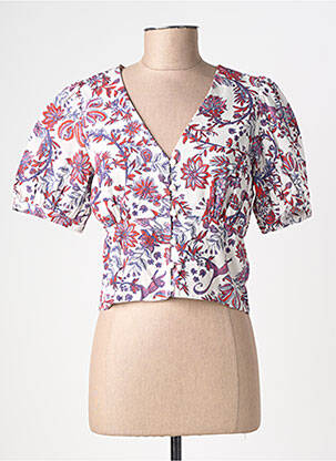 Chemisier imprimé fleurs manches courtes blanc LA FEE MARABOUTEE femme