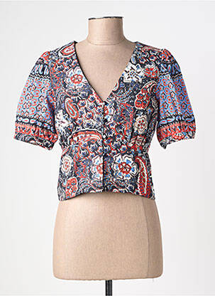 Chemisier imprimé fleurs manches courtes bleu LA FEE MARABOUTEE femme