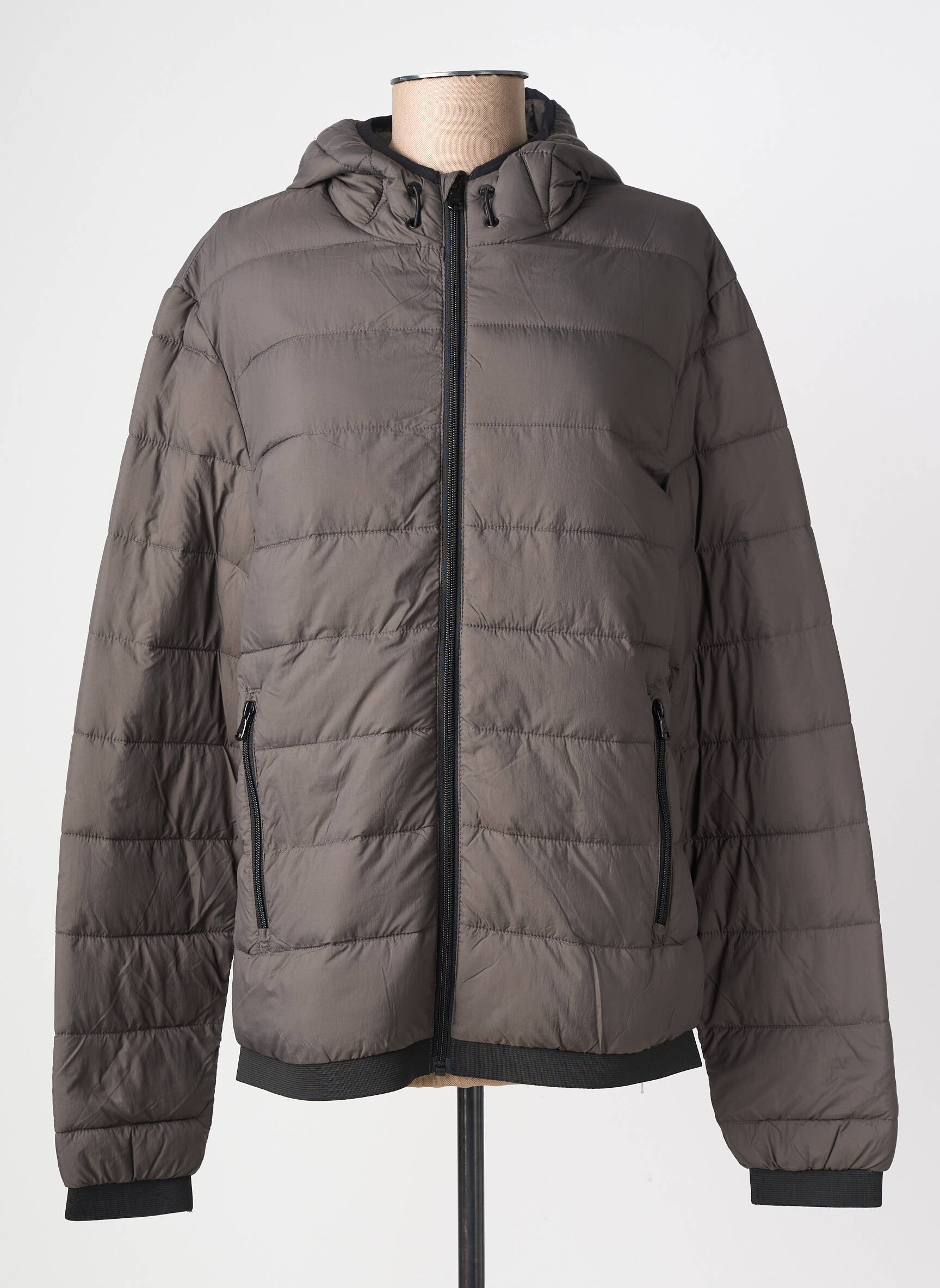 Doudoune manches longues a capuche gris IKKS homme