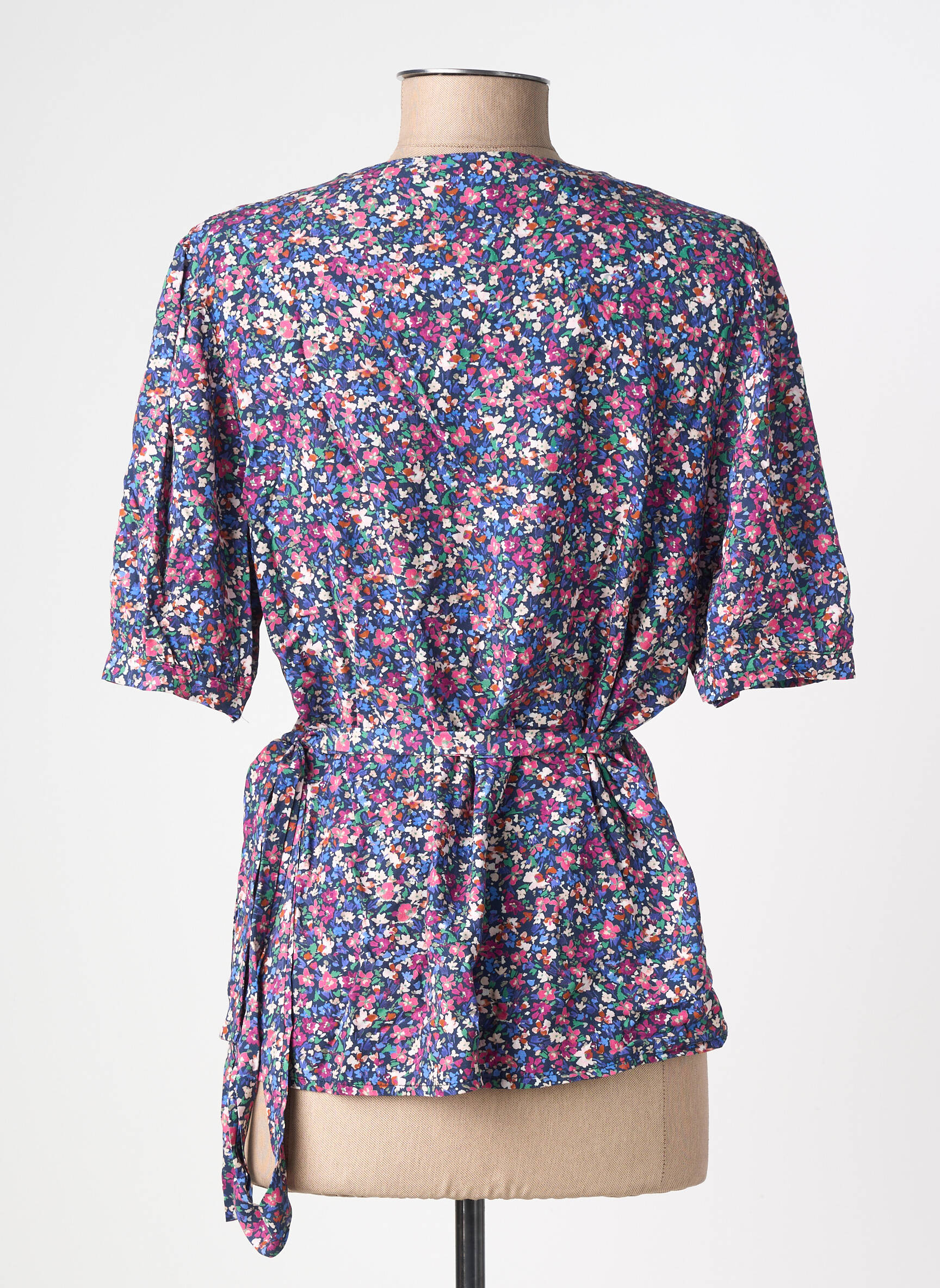 Chemisier coupe cintrée manches courtes bleu LA FEE MARABOUTEE femme