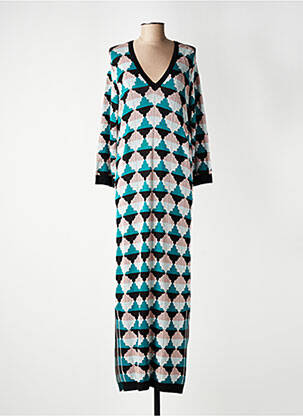 Robe pull col v manches longues bleu LA FEE MARABOUTEE femme