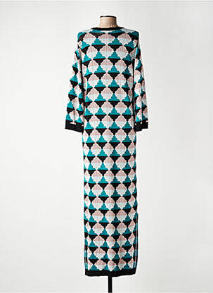 Robe pull col v manches longues bleu LA FEE MARABOUTEE femme