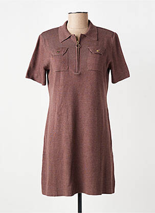 Robe courte manches courtes manches courtes marron LES TROPEZIENNES PAR M.BELARBI femme
