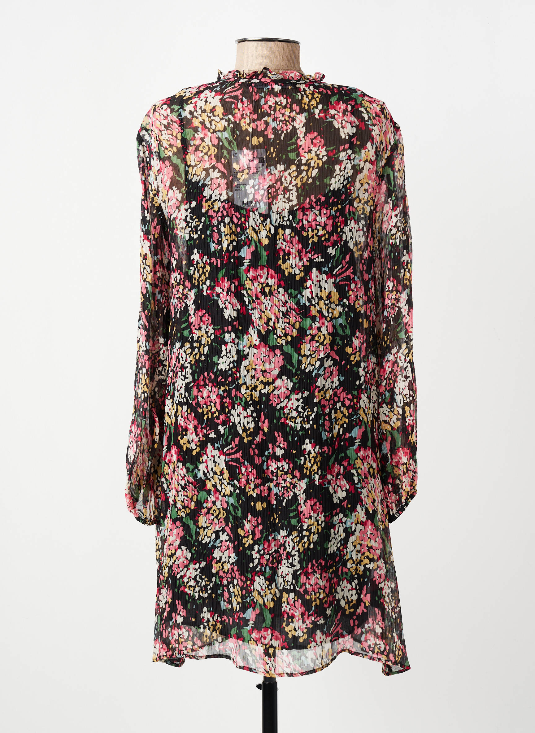 Robe courte coupe fluide manches longues noir COMPTOIR DES COTONNIERS femme