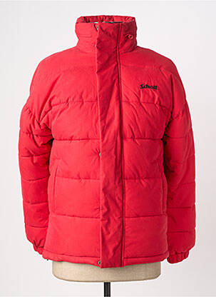 Doudoune manches longues a capuche rouge SCHOTT femme