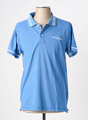 Polo tissage chiné manches courtes bleu TOMMY HILFIGER homme
