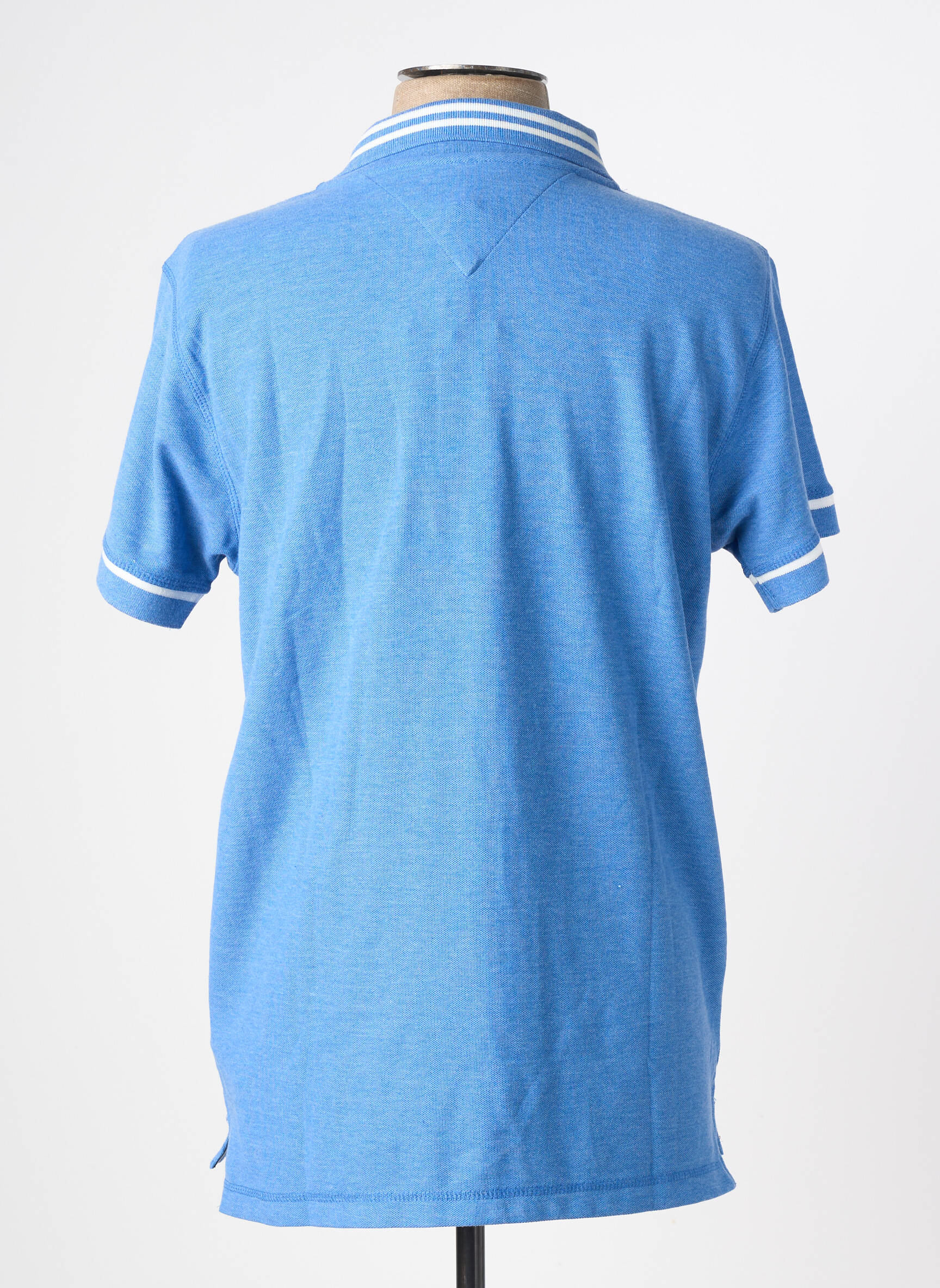 Polo tissage chiné manches courtes bleu TOMMY HILFIGER homme