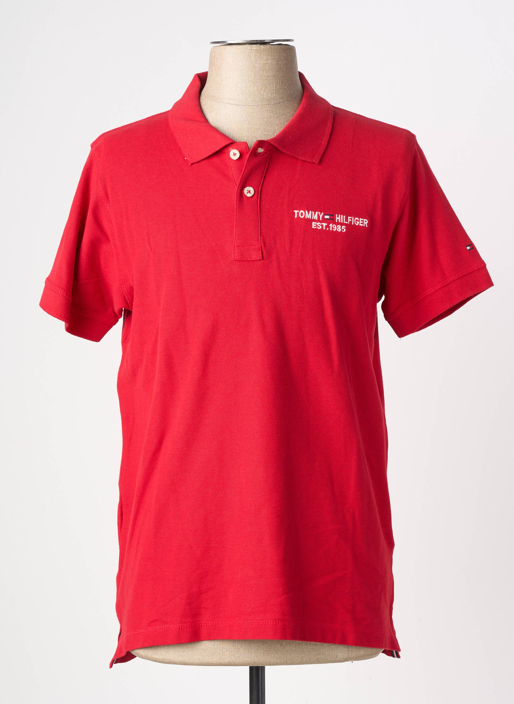 Polo stretch manches courtes rouge TOMMY HILFIGER homme
