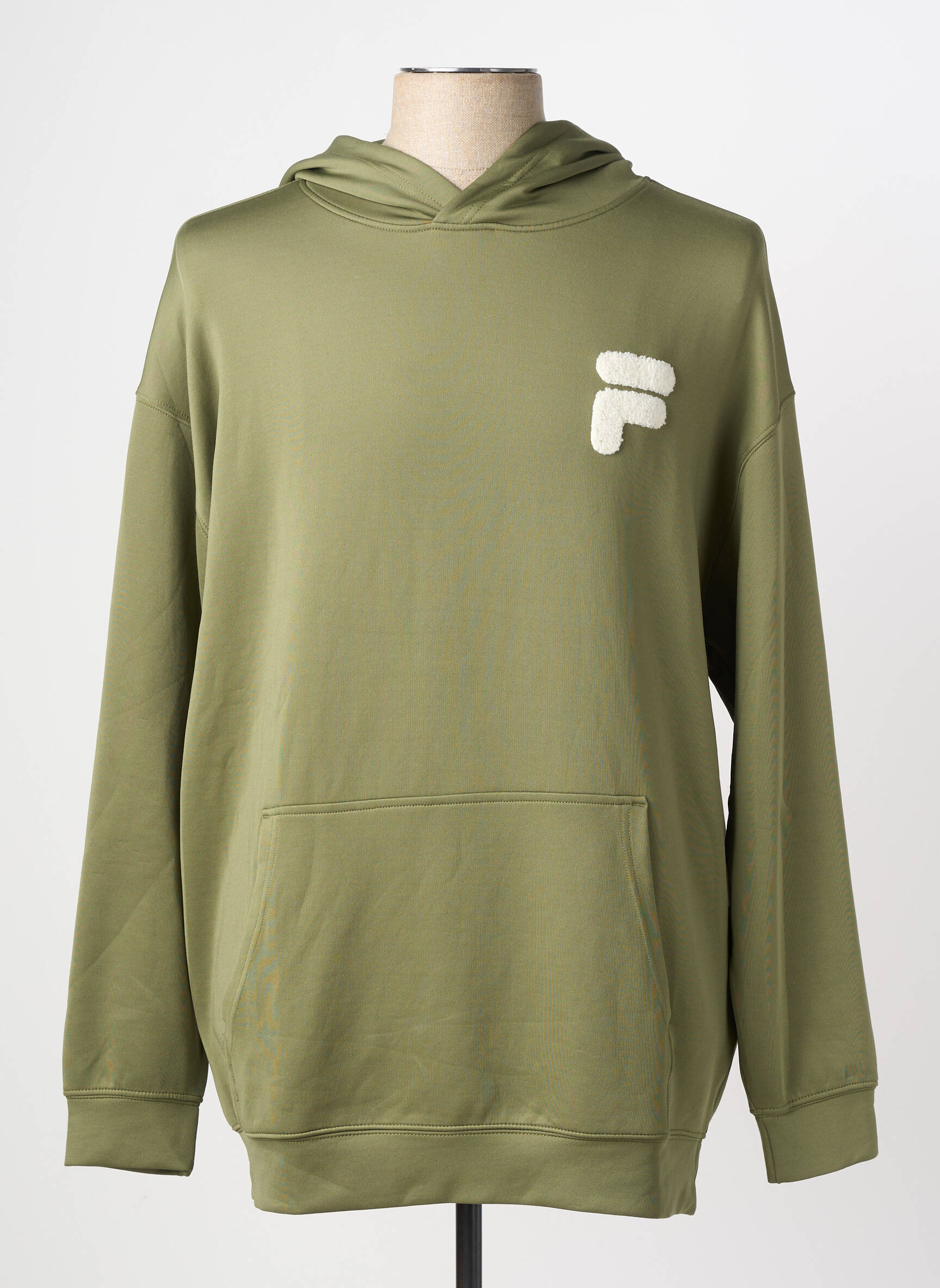 Sweat-shirt à capuche broderie manches longues vert FILA homme