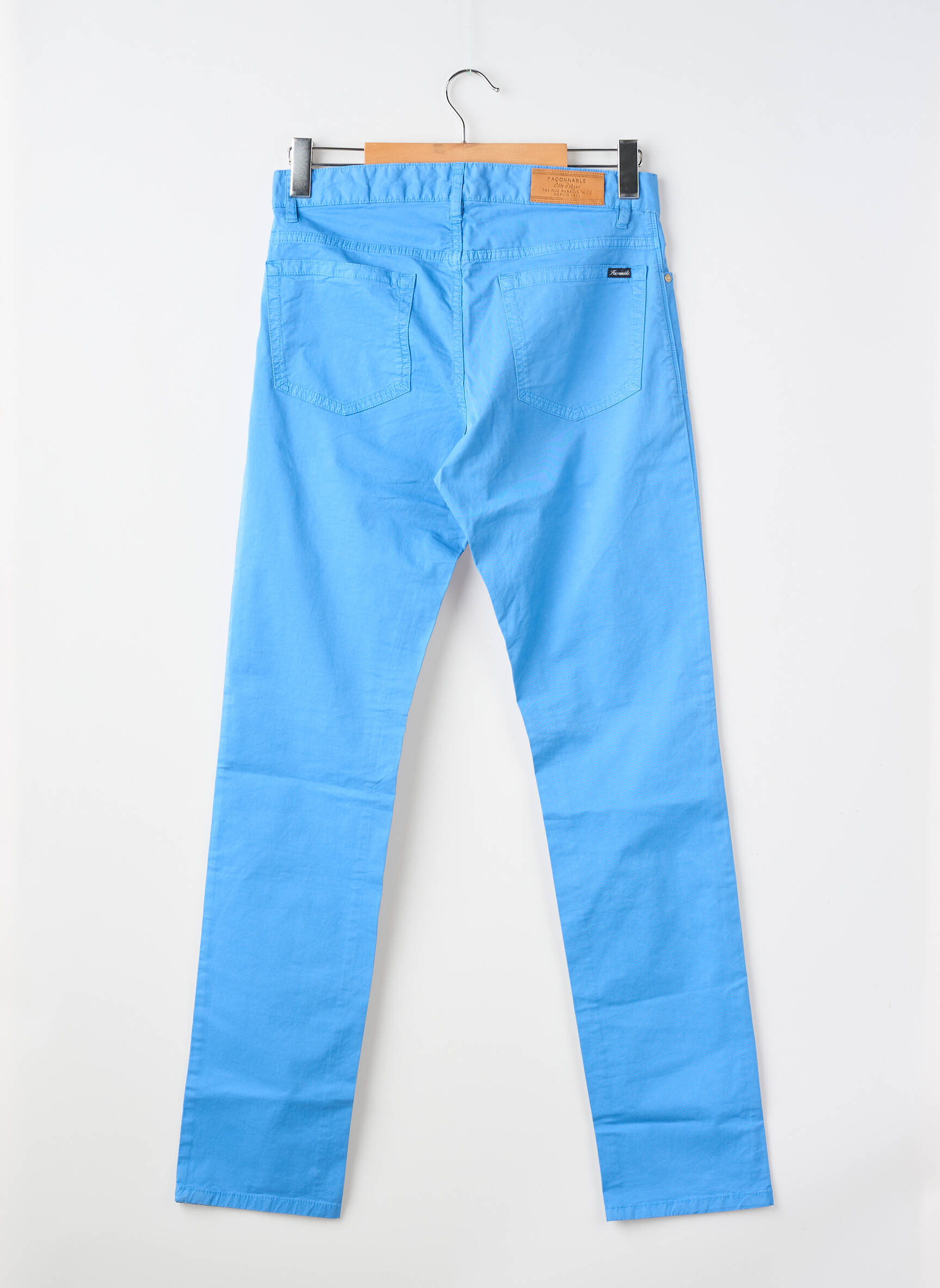 Pantalon slim fermeture zippée sous rabat boutonné taille normale bleu FACONNABLE homme
