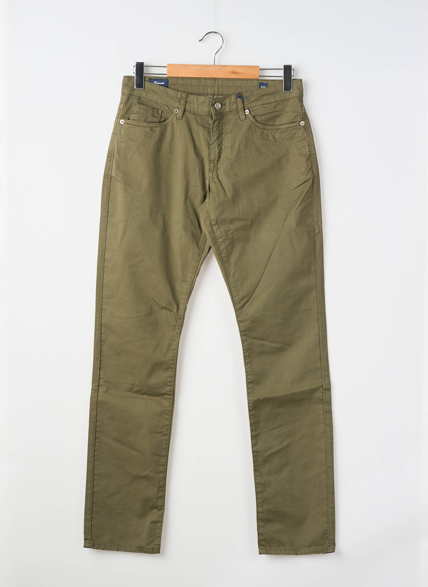Pantalon slim fermeture zippée sous rabat boutonné taille normale vert FACONNABLE homme
