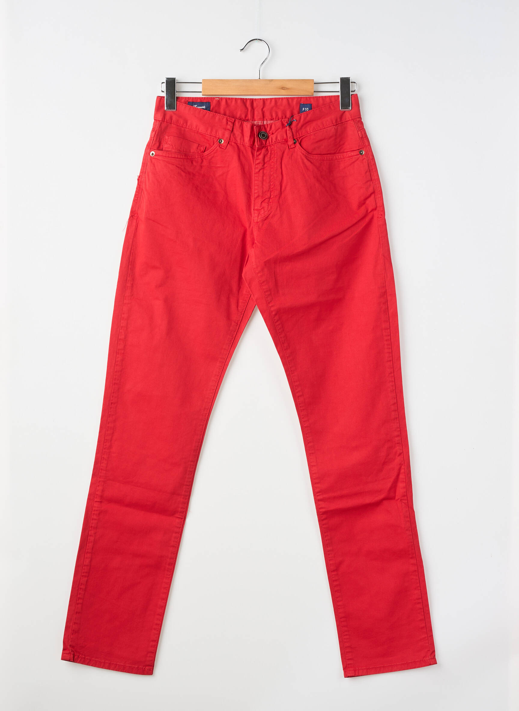 Pantalon slim fermeture zippée sous rabat boutonné taille normale rouge FACONNABLE homme