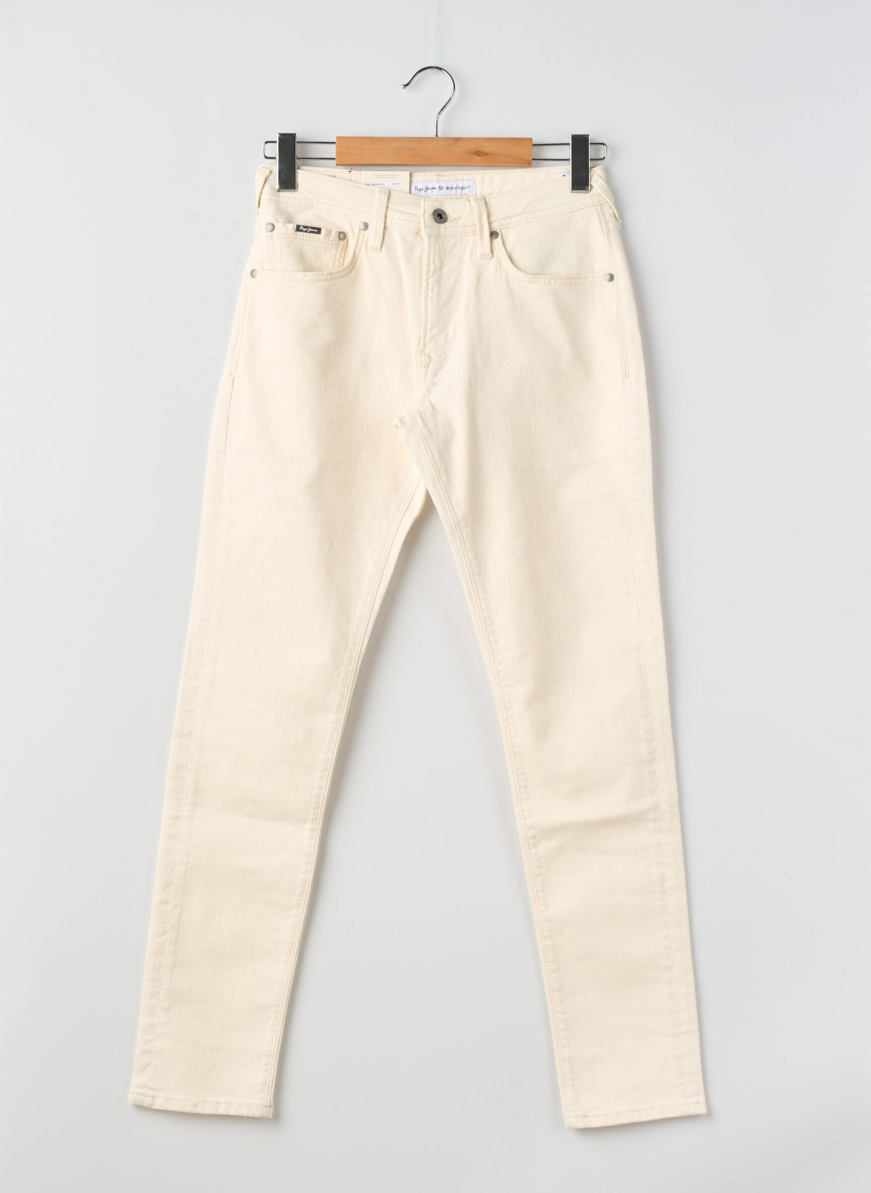 Pantalon slim fermeture zippée sous rabat boutonné taille normale beige PEPE JEANS homme