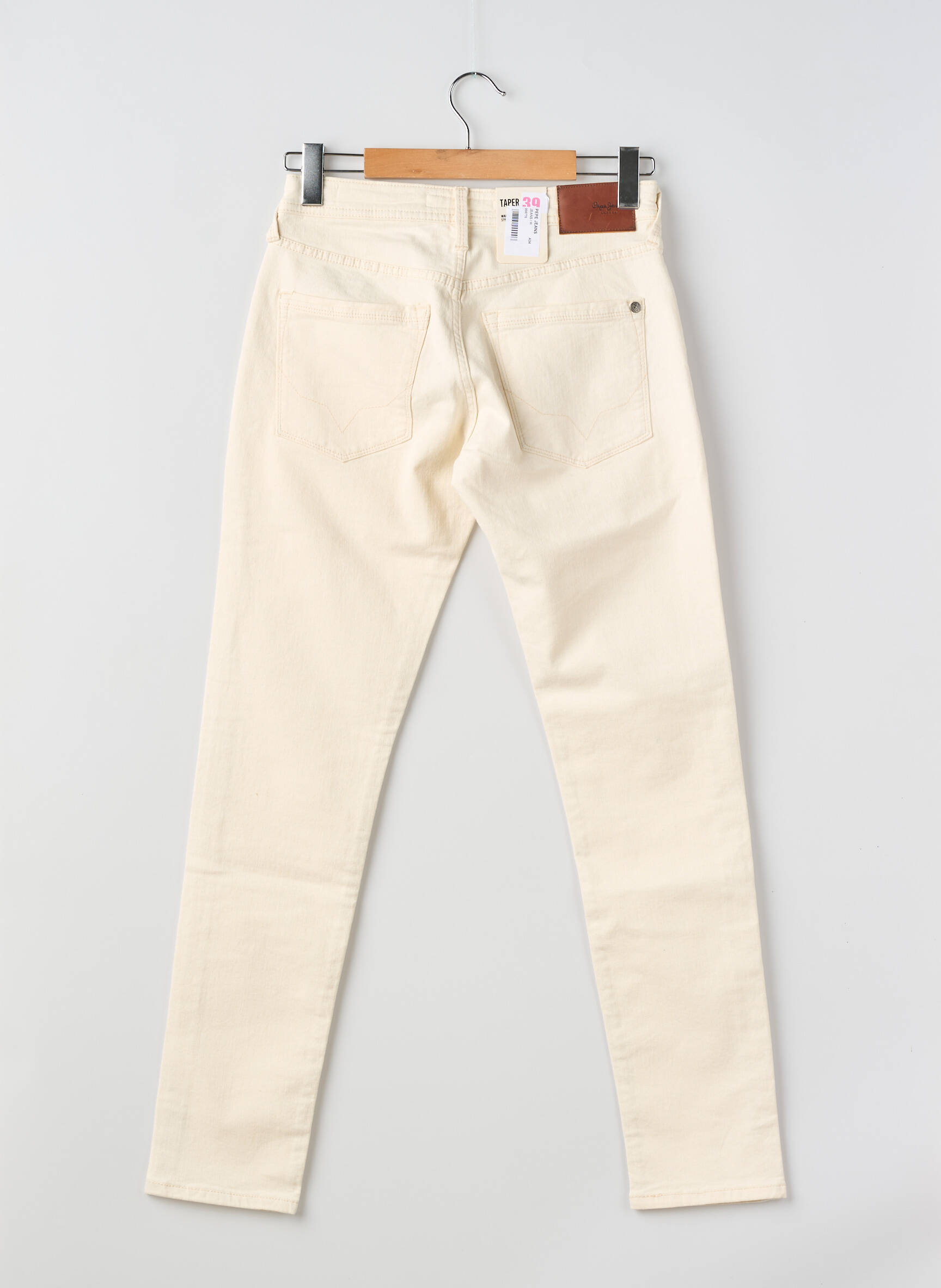 Pantalon slim fermeture zippée sous rabat boutonné taille normale beige PEPE JEANS homme