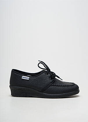 Chaussons/pantoufles fermeture lacets talon de 4 à 6cm noir EMANUELA femme