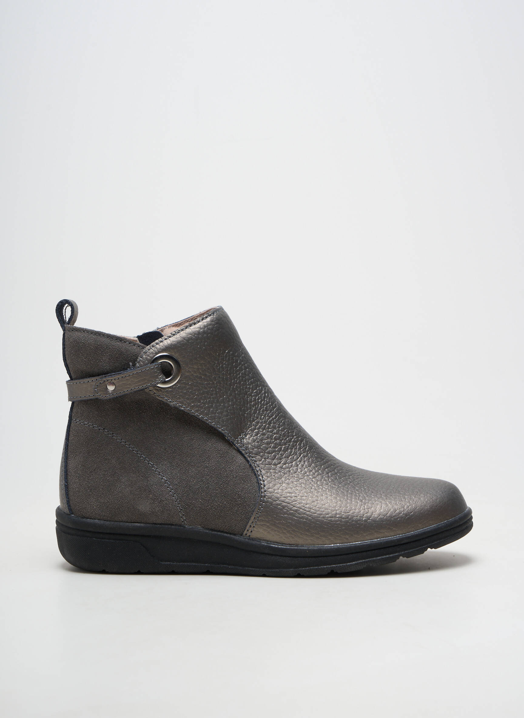 Bottines/boots matière lisse talon de 4 à 6cm gris DAMART femme