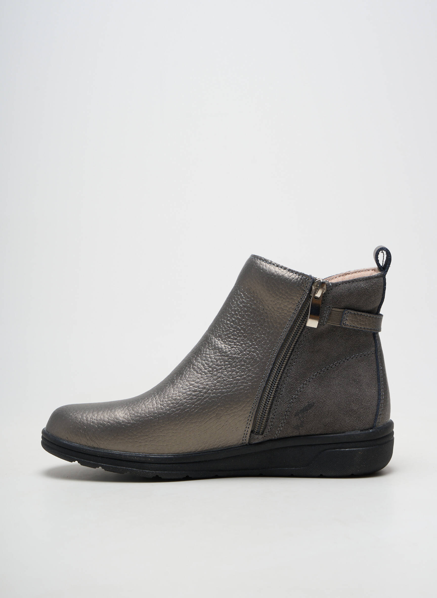 Bottines/boots matière lisse talon de 4 à 6cm gris DAMART femme
