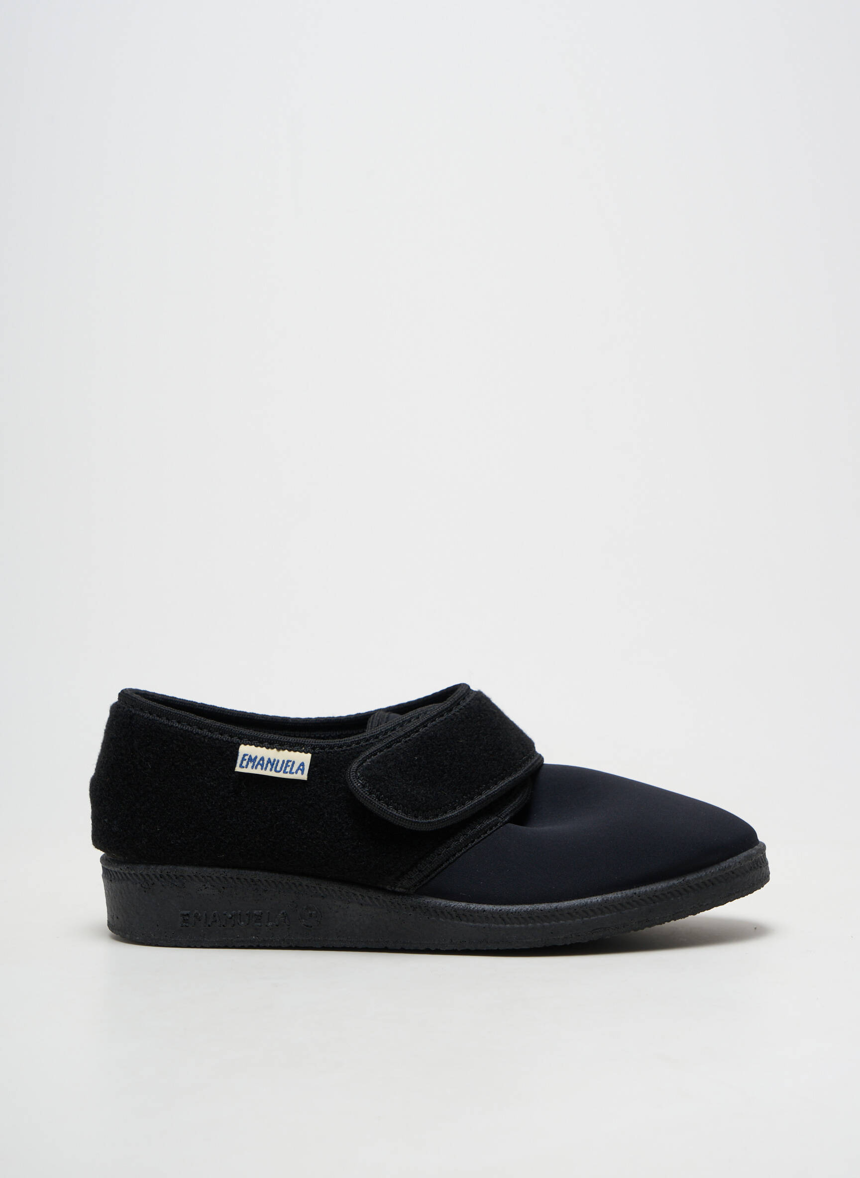 Chaussons/pantoufles semi compensé talon plat jusqu'à 3cm noir EMANUELA femme