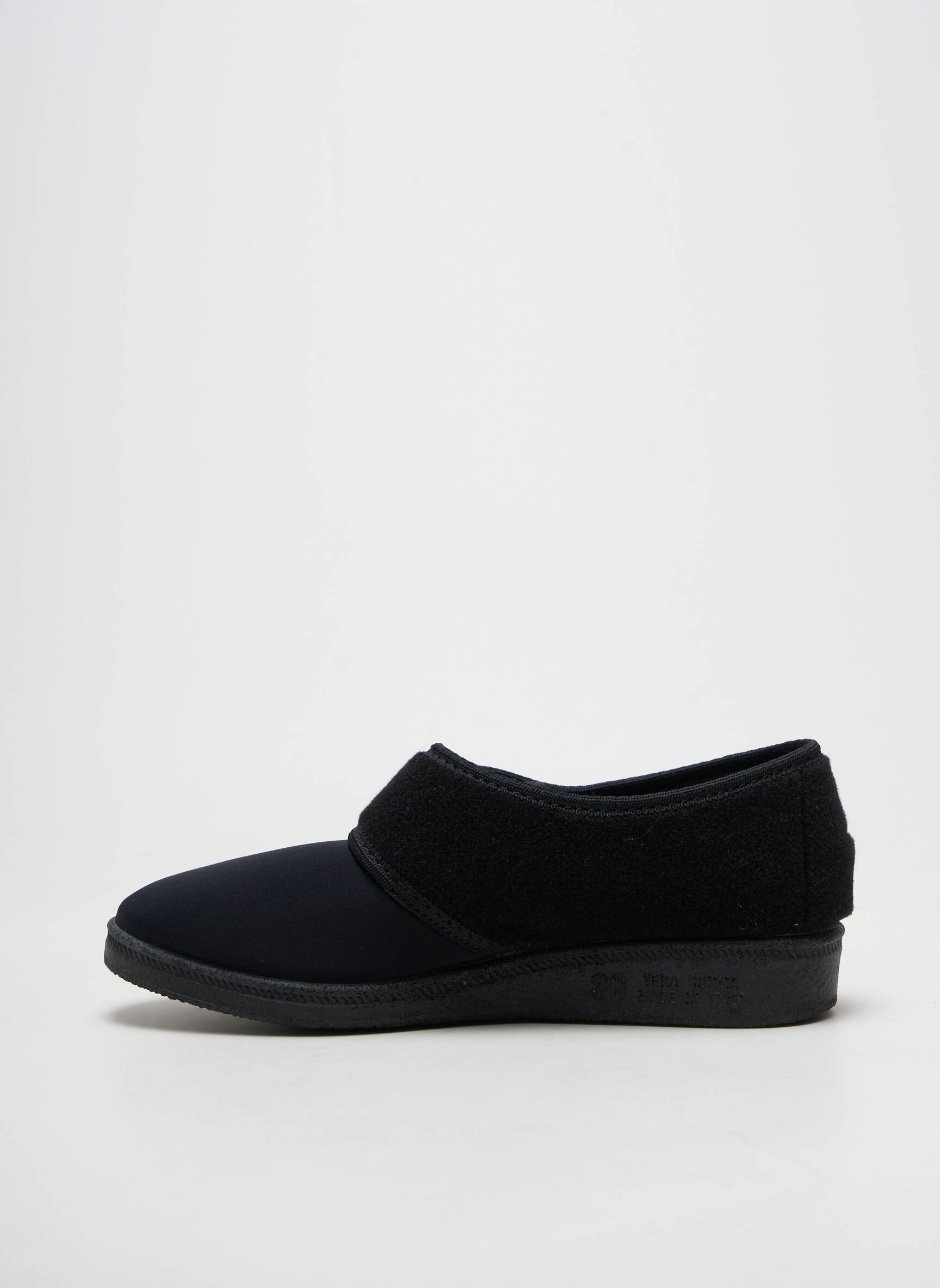 Chaussons/pantoufles semi compensé talon plat jusqu'à 3cm noir EMANUELA femme