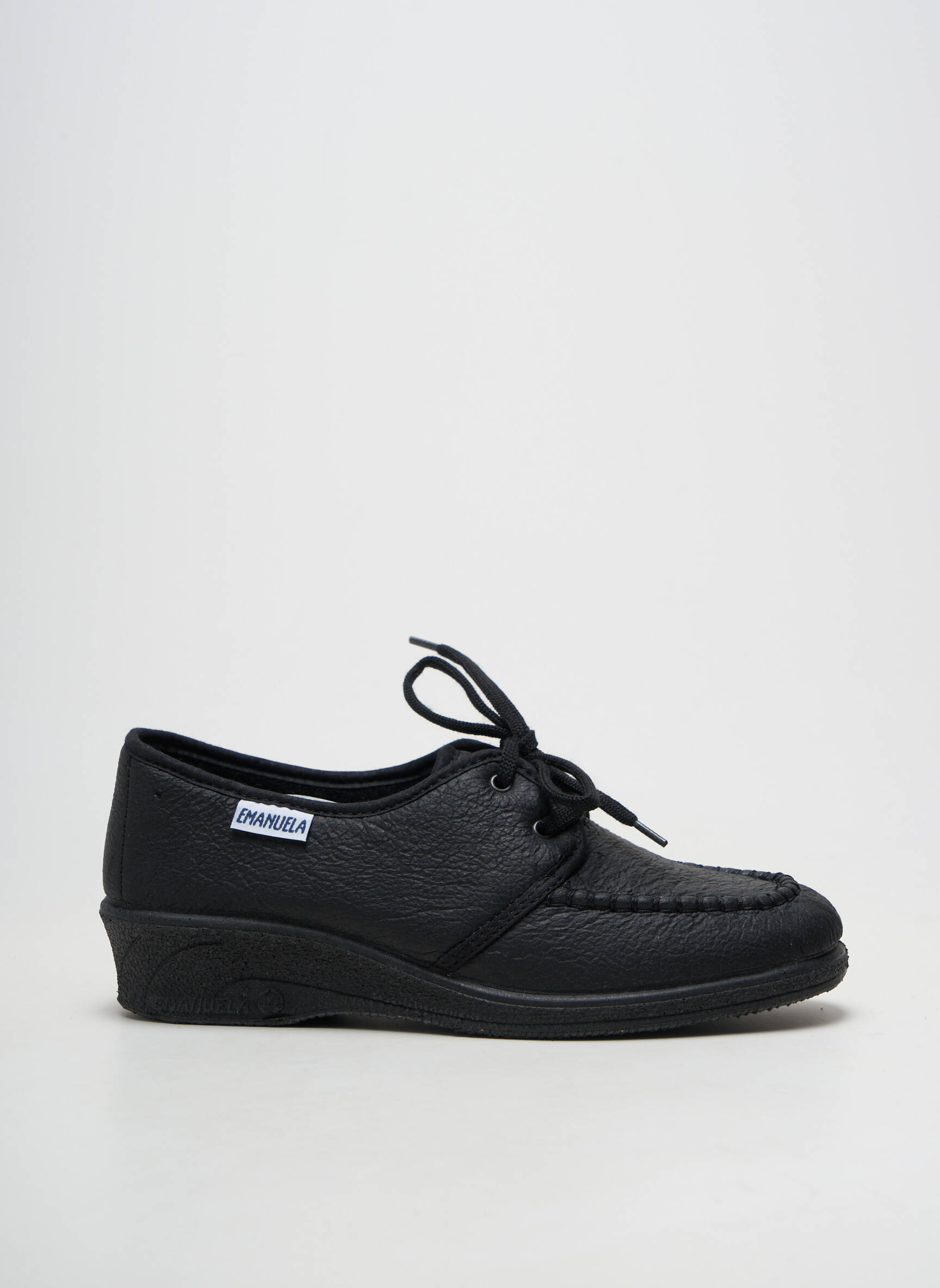 Chaussons/pantoufles fermeture lacets talon de 4 à 6cm noir EMANUELA femme