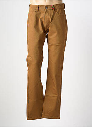 Jeans coupe droite fermeture zippée sous rabat boutonné taille normale marron IRON AND RESIN homme