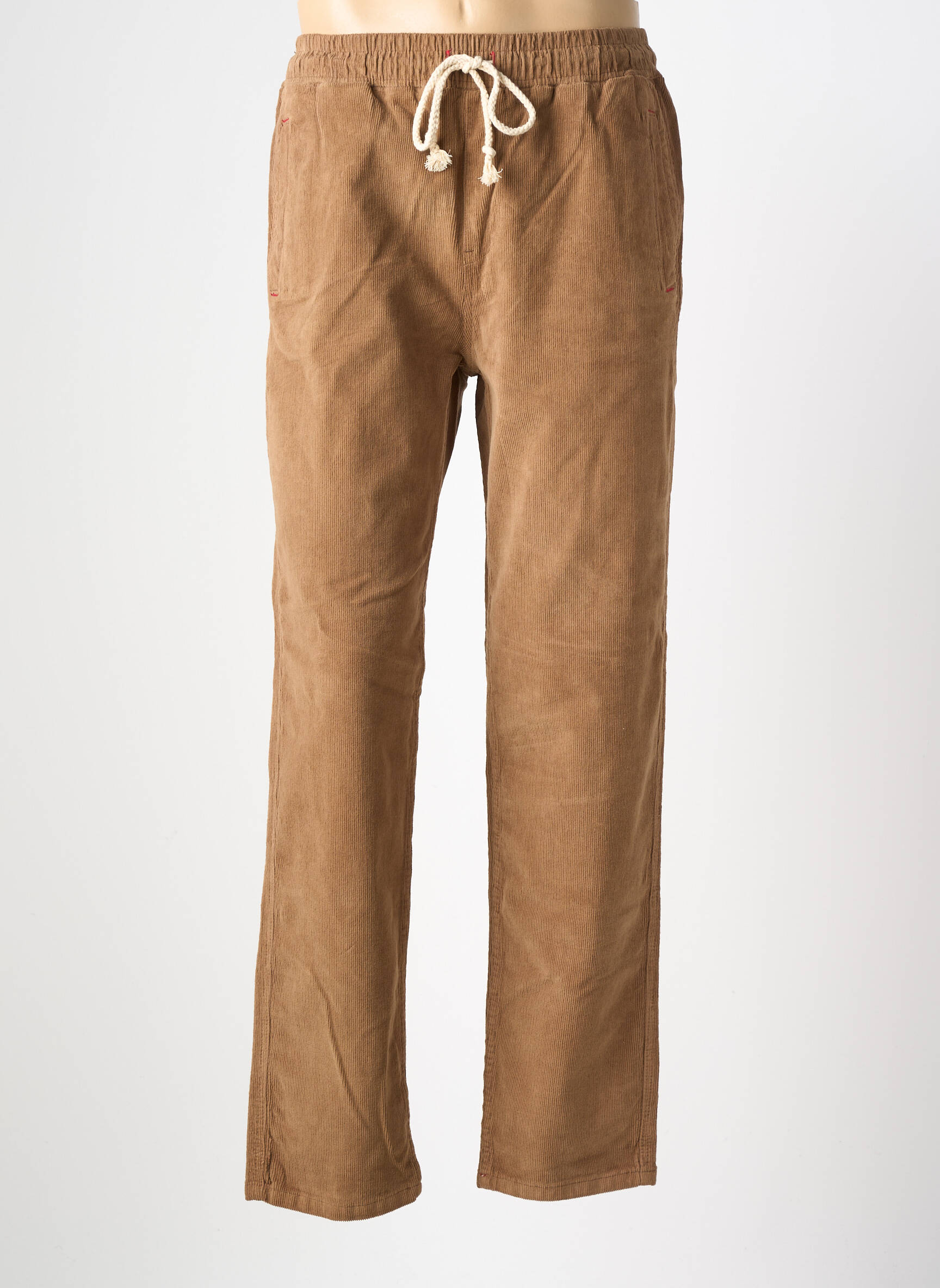 Pantalon slim fermeture zippée sous rabat boutonné taille normale marron IRON AND RESIN homme