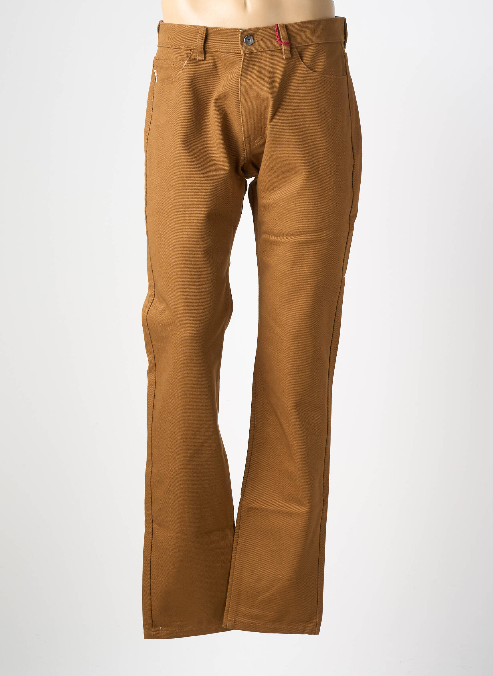 Jeans coupe droite fermeture zippée sous rabat boutonné taille normale marron IRON AND RESIN homme