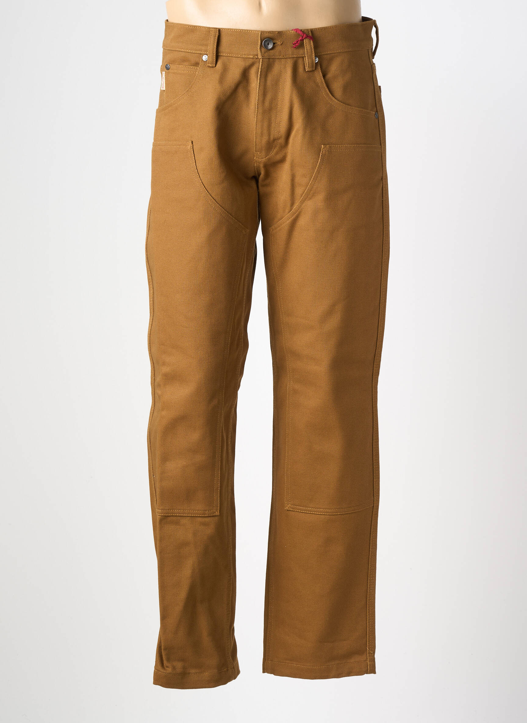 Jeans coupe droite fermeture zippée sous rabat boutonné taille normale marron IRON AND RESIN homme
