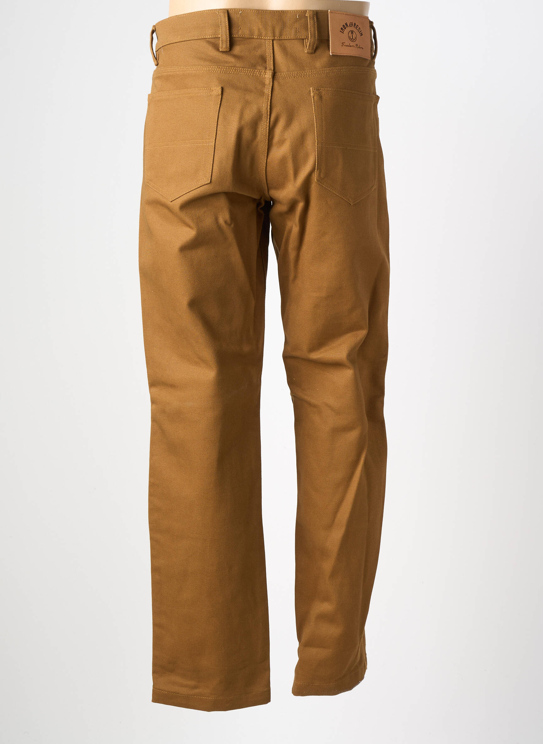 Jeans coupe droite fermeture zippée sous rabat boutonné taille normale marron IRON AND RESIN homme