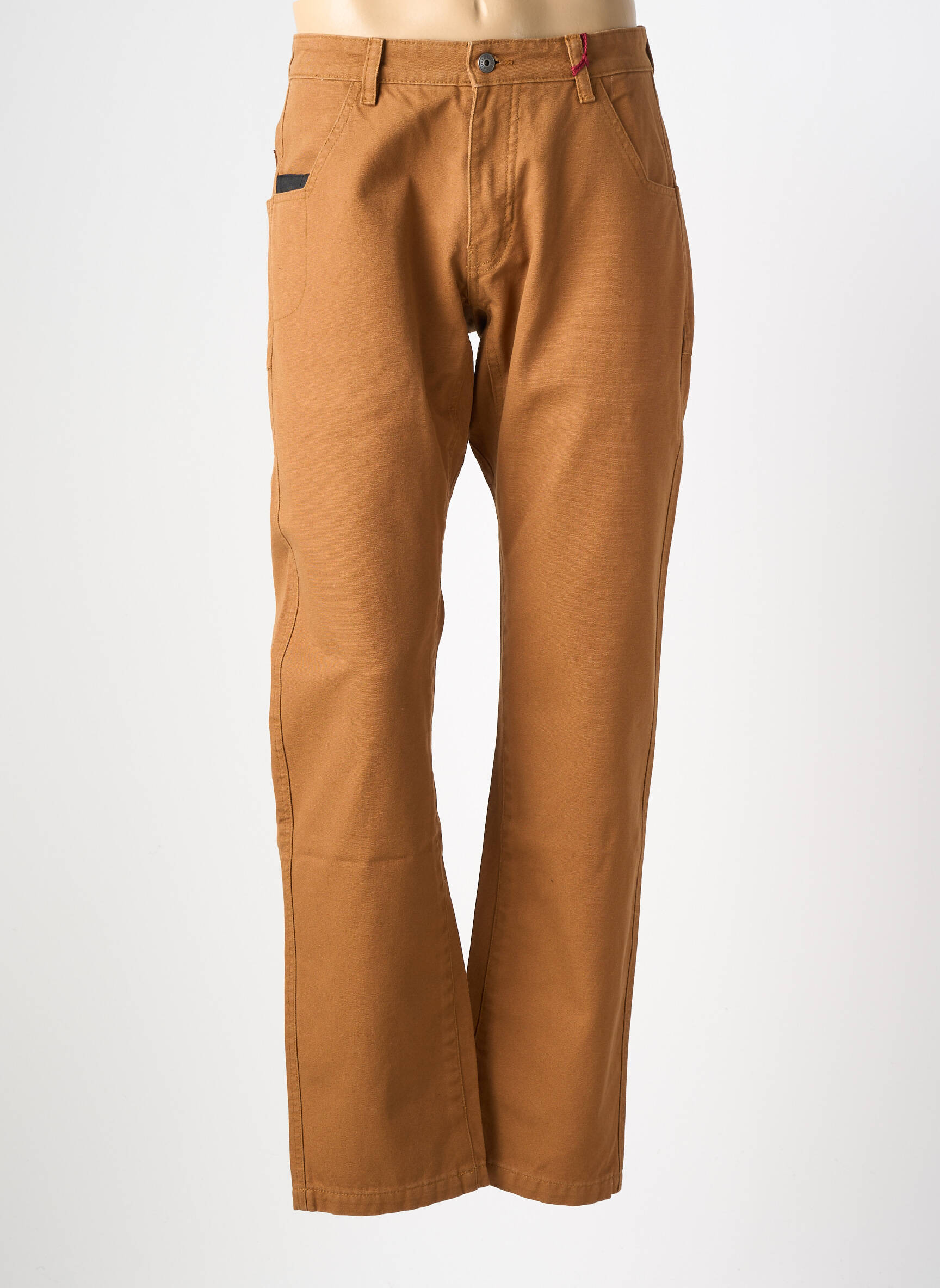 Jeans coupe droite fermeture zippée sous rabat boutonné taille normale marron IRON AND RESIN homme