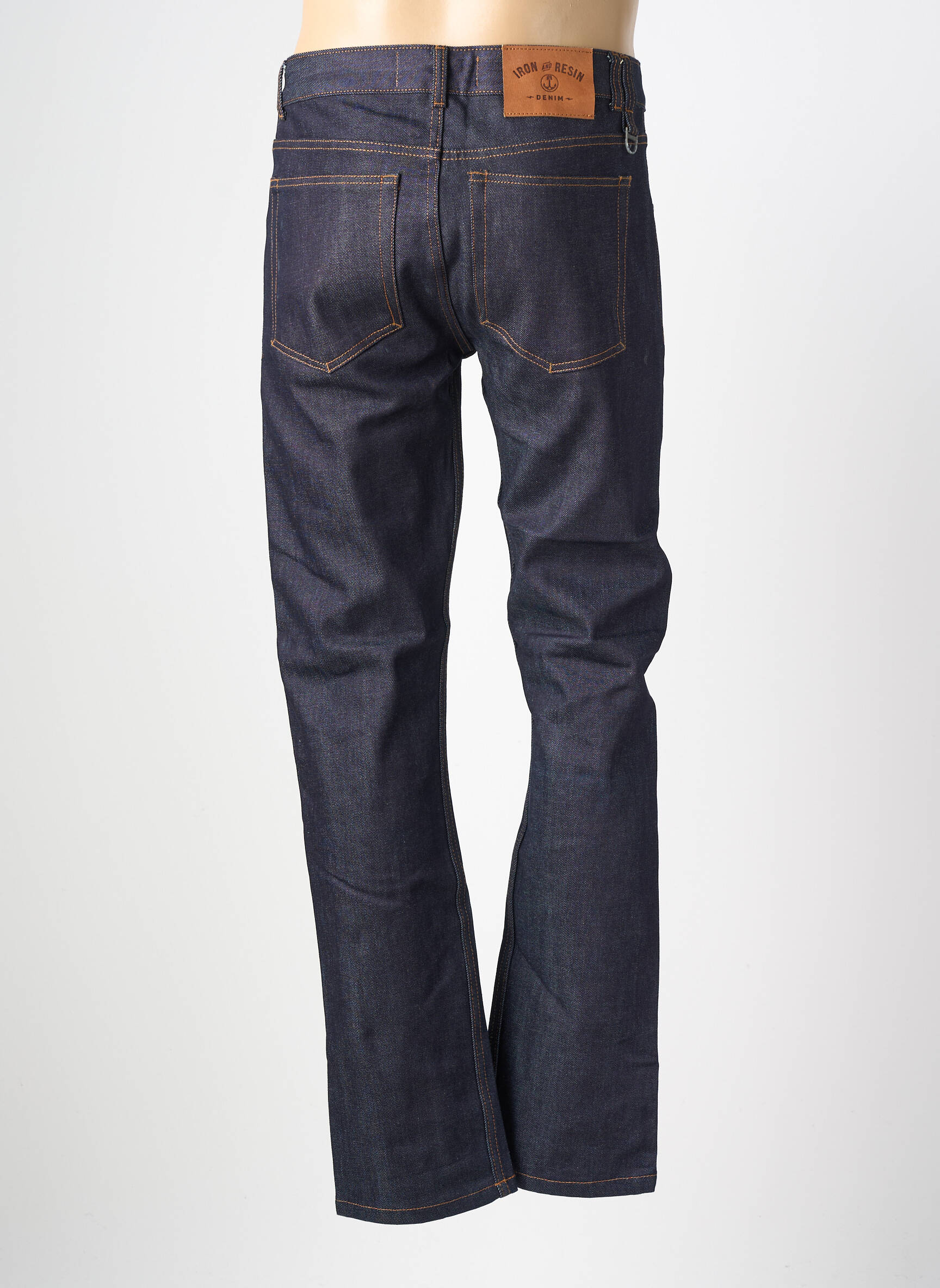 Jeans coupe droite fermeture boutonnée sur le devant taille normale bleu IRON AND RESIN homme