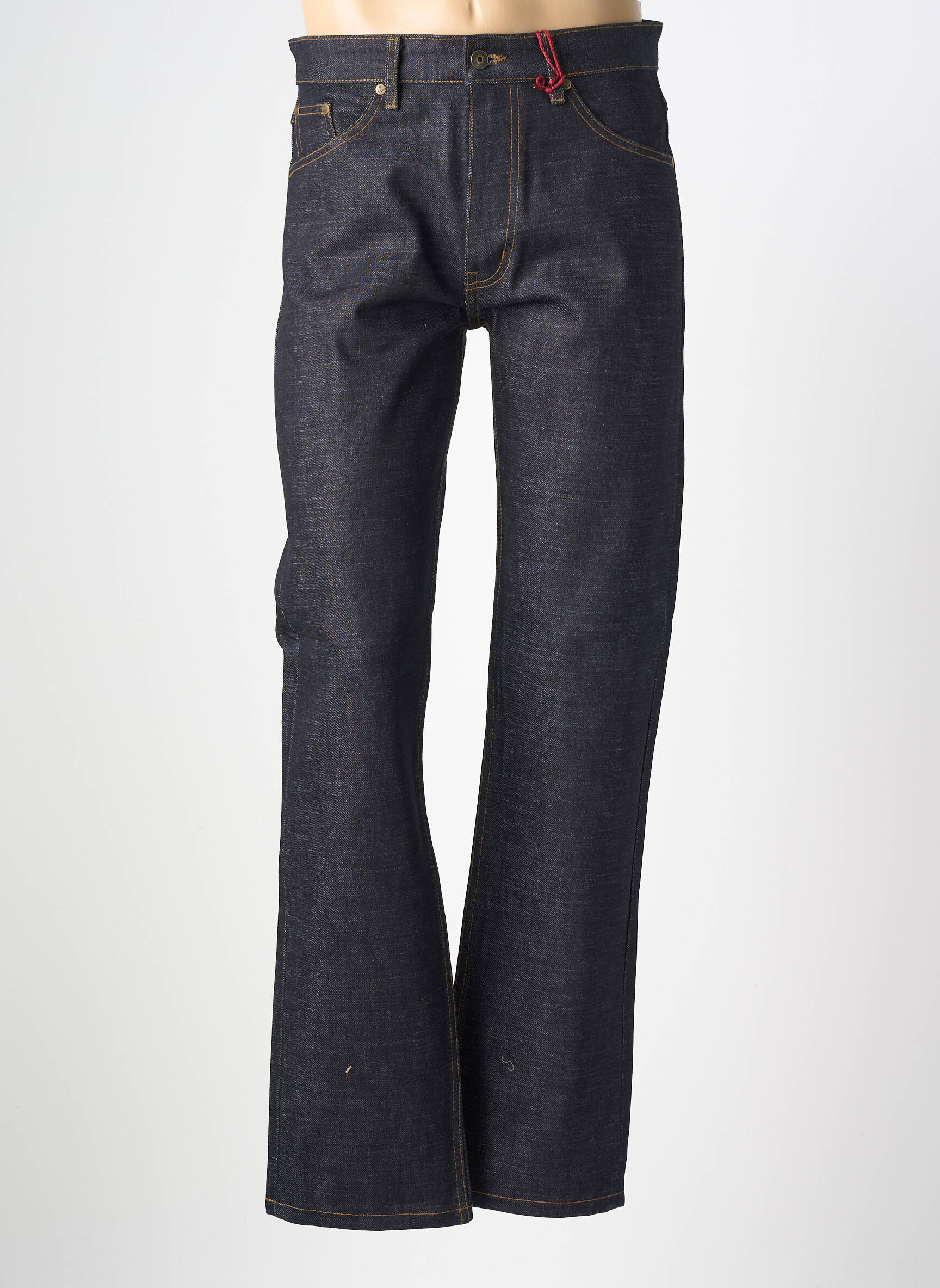 Jeans coupe droite fermeture zippée sous rabat boutonné taille normale bleu IRON AND RESIN homme