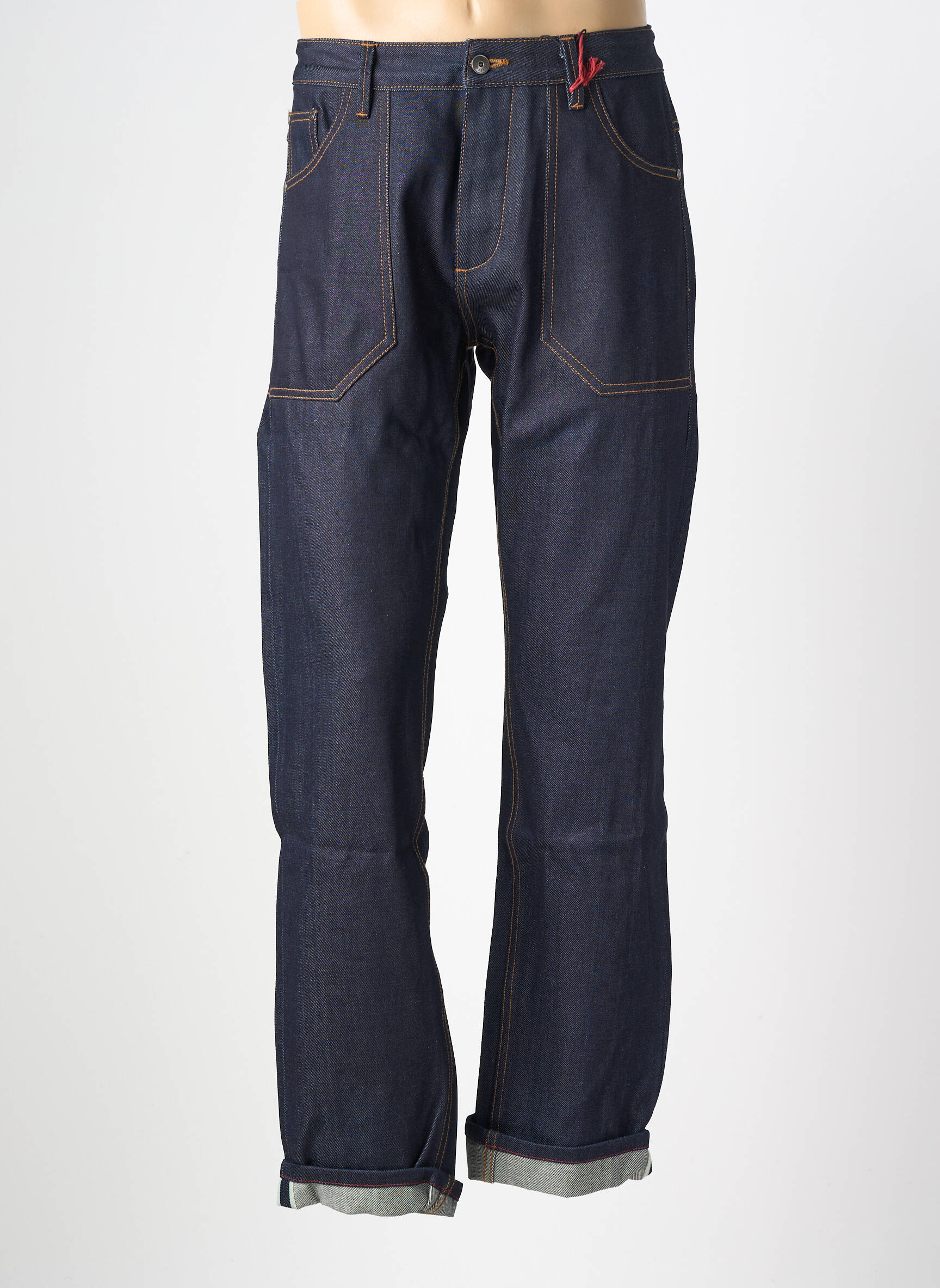 Jeans coupe droite fermeture boutonnée sur le devant taille normale bleu IRON AND RESIN homme