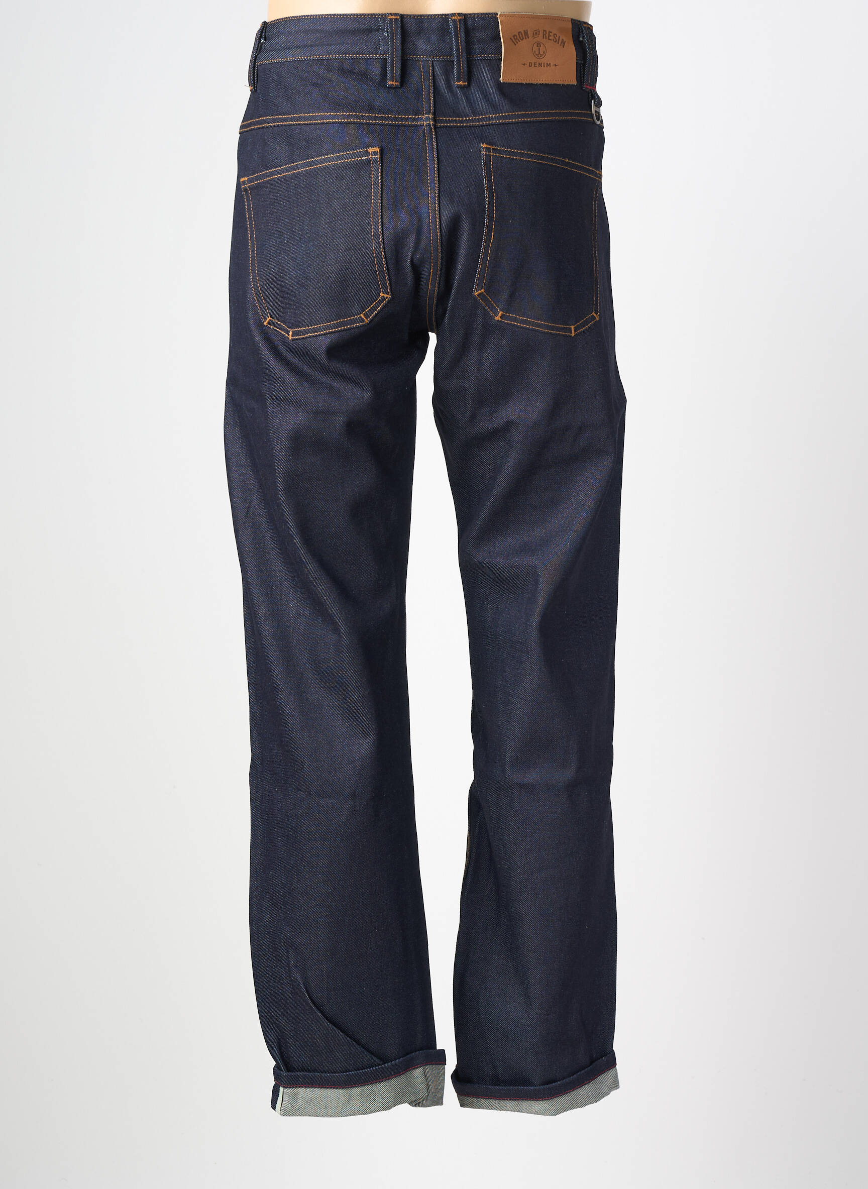 Jeans coupe droite fermeture boutonnée sur le devant taille normale bleu IRON AND RESIN homme