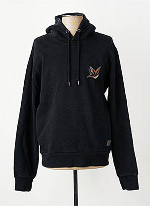 Sweat-shirt à capuche tissage jersey manches longues noir IRON AND RESIN homme