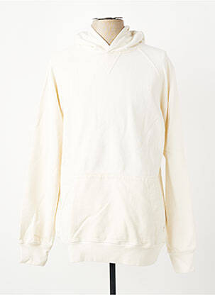 Sweat-shirt à capuche tissage jersey manches longues beige IRON AND RESIN homme