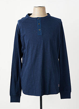T-shirt col tunisien manches longues bleu IRON AND RESIN homme