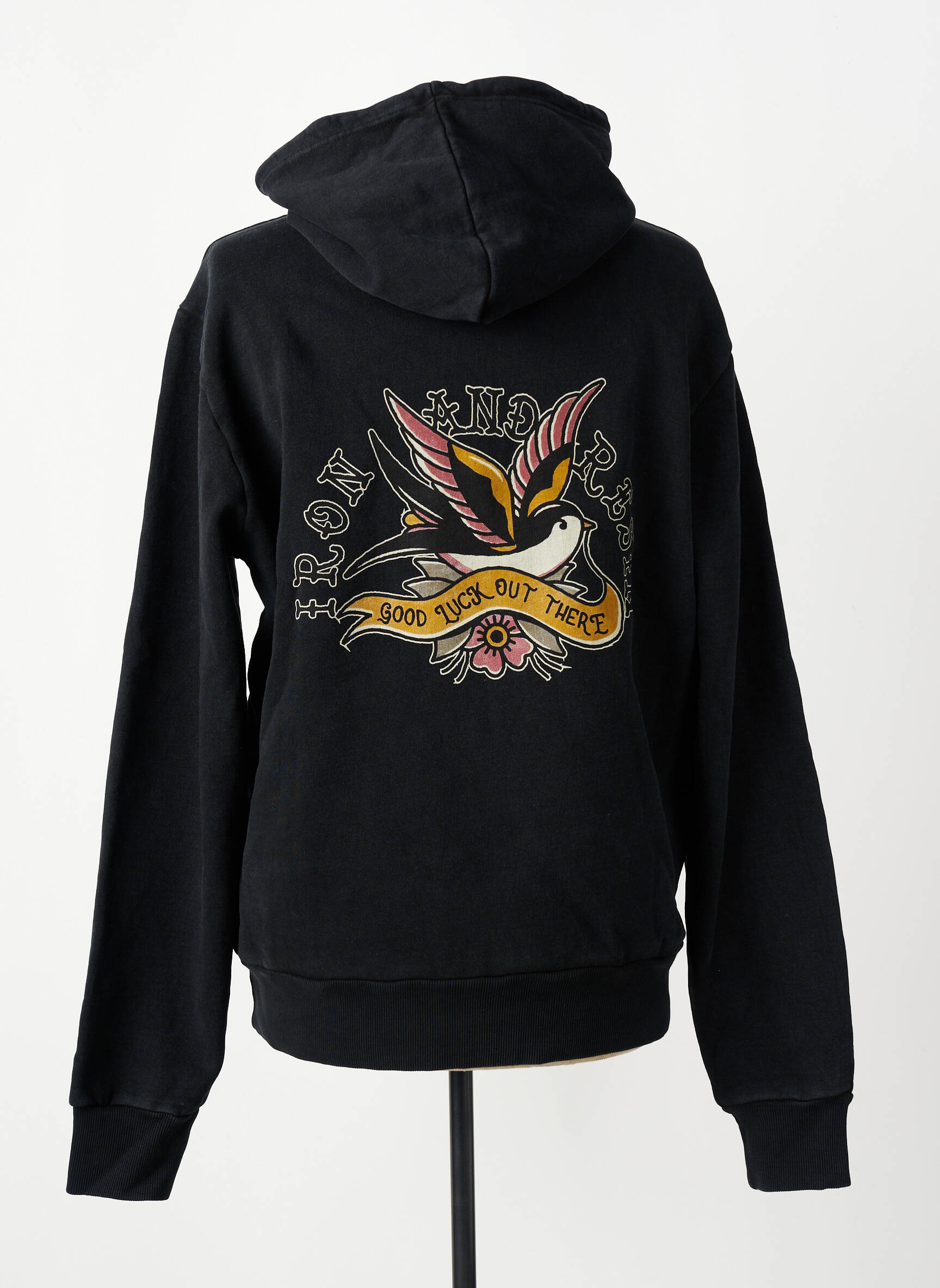 Sweat-shirt à capuche tissage jersey manches longues noir IRON AND RESIN homme