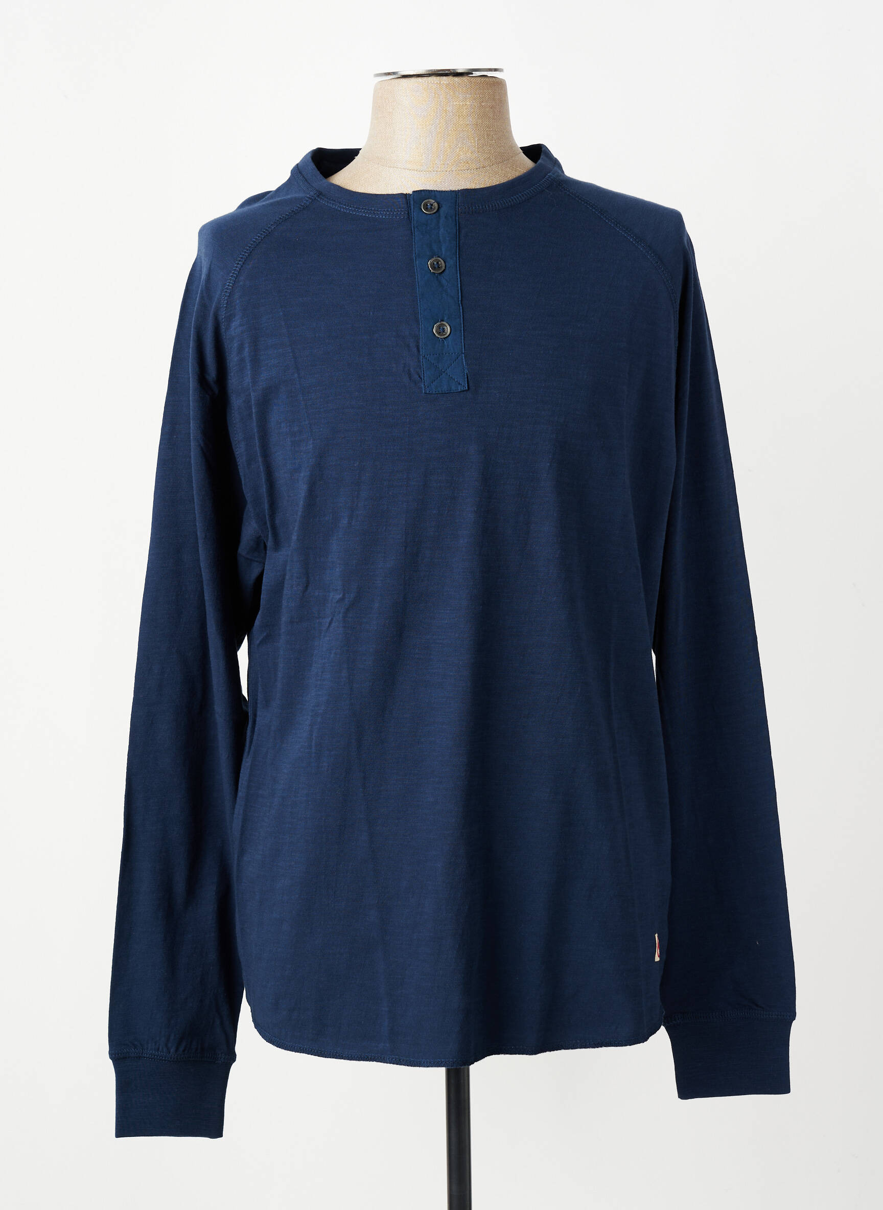 T-shirt col tunisien manches longues bleu IRON AND RESIN homme
