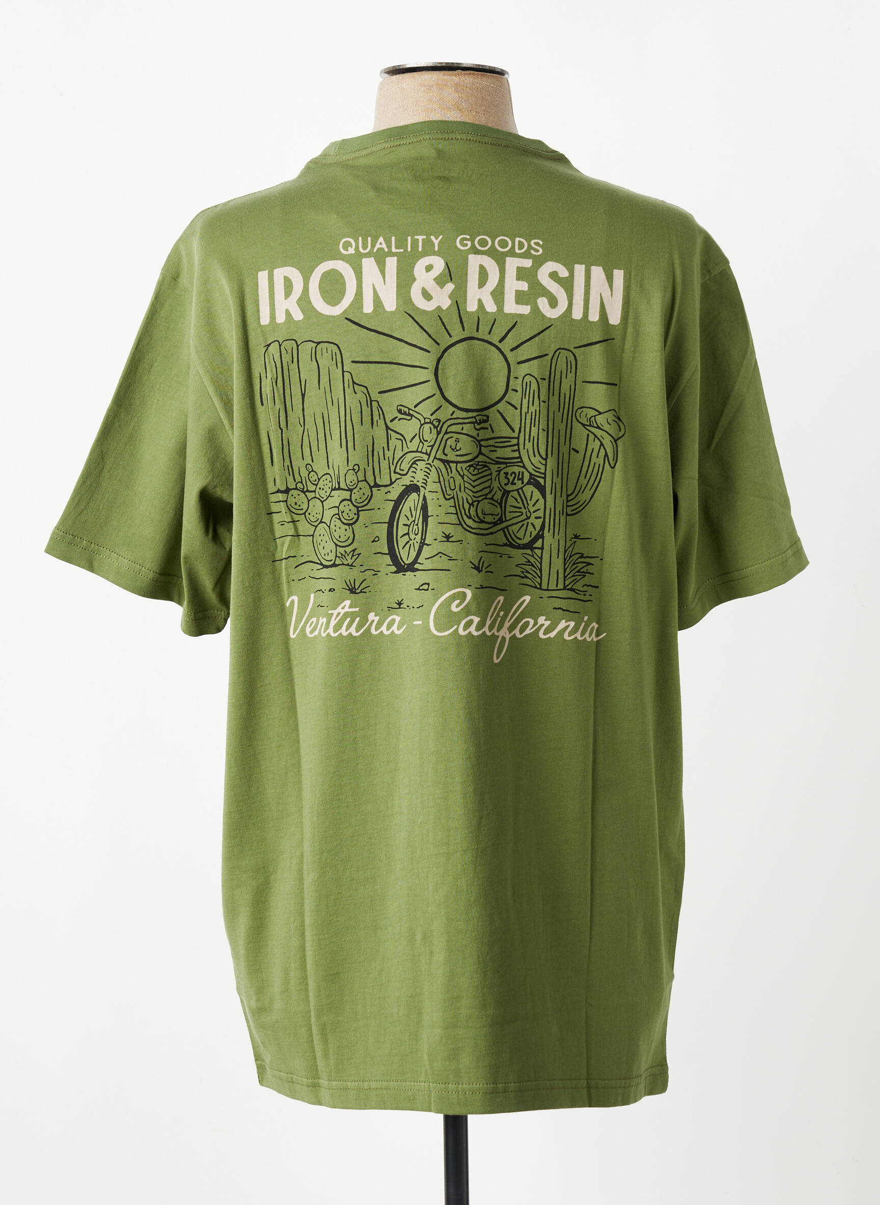 T-shirt coupe cintrée manches courtes vert IRON AND RESIN homme