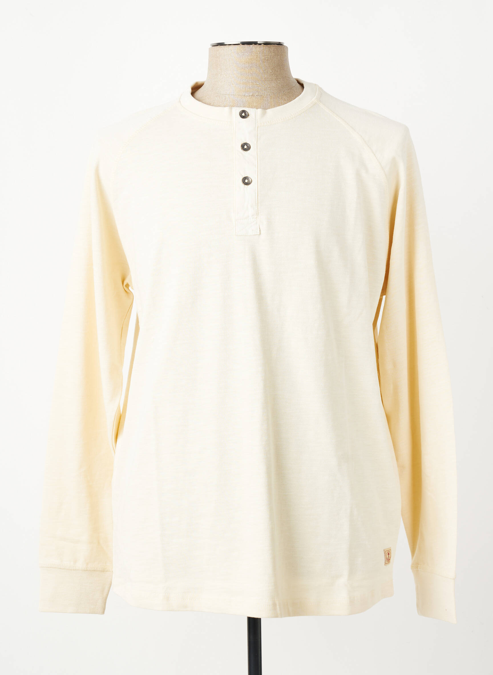 T-shirt col tunisien manches longues beige IRON AND RESIN homme