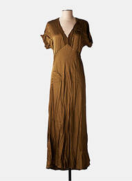 Robe longue manches courtes manches courtes marron LA FEE MARABOUTEE femme