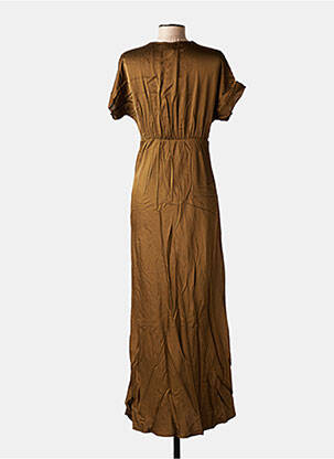 Robe longue manches courtes manches courtes marron LA FEE MARABOUTEE femme